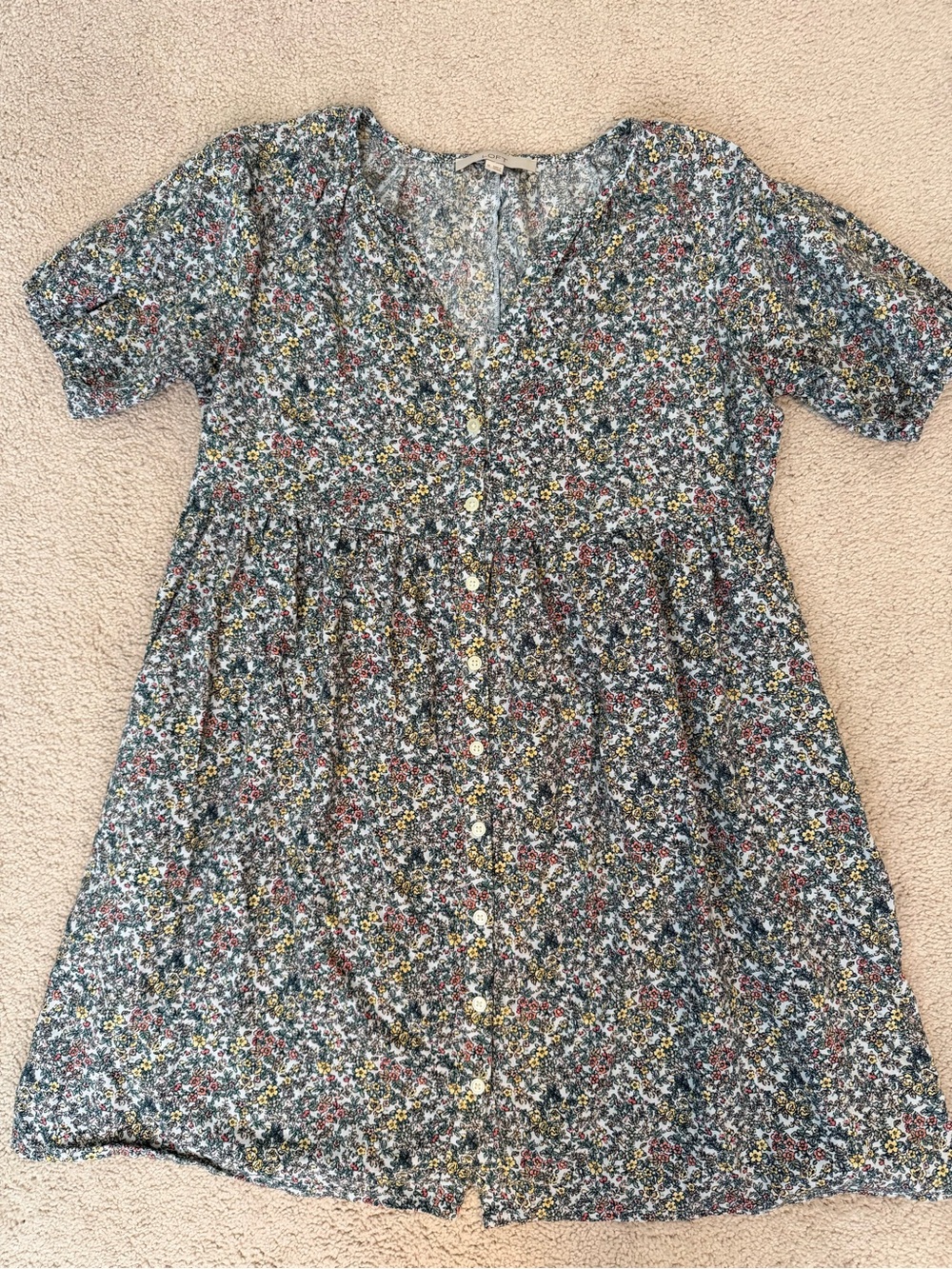 LOFT Mini Dress in Blue Floral Multi